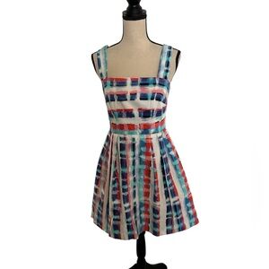 Shoshanna Multi Color Geometric Print Sleevless Mini Cotton Dress